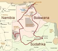 Südafrika-Botswana-Safari - Johannesburg + Kalahari + Botswana