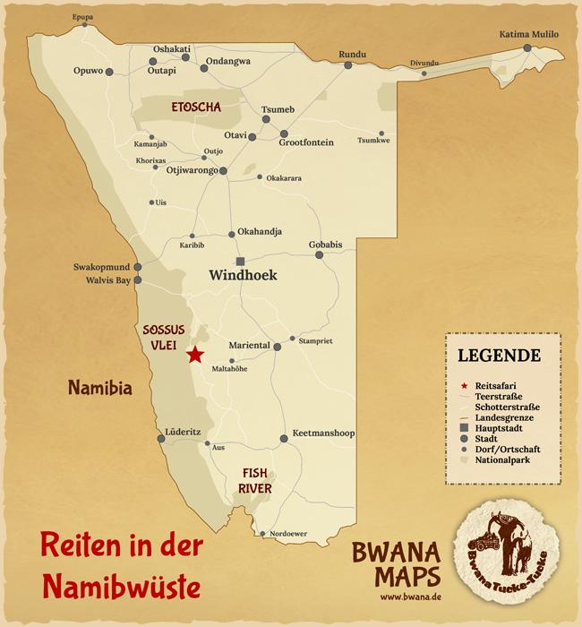 Karte: Reiten in der Namib