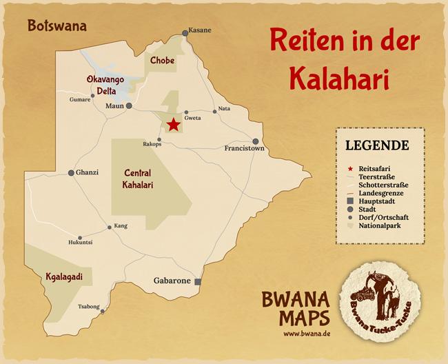 Karte: Reiten in der Kalahari