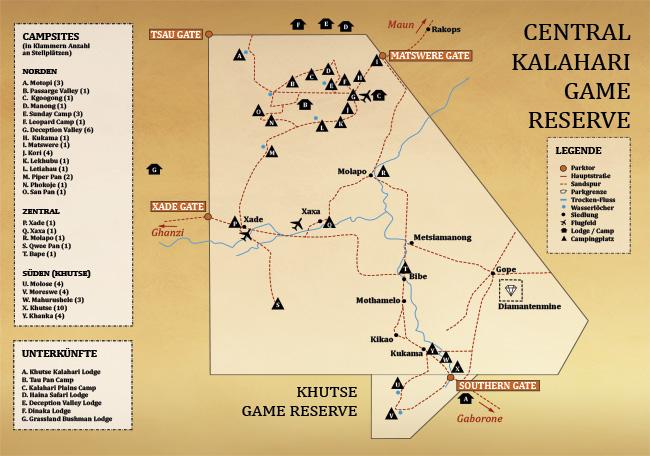 Karte Central Kalahari Game Reserve (CKGR)