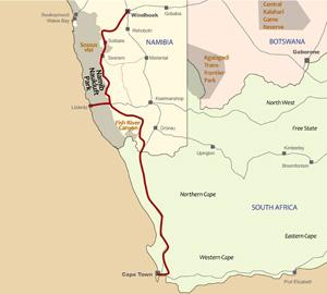 Kap Sudwest 15 Tage Map